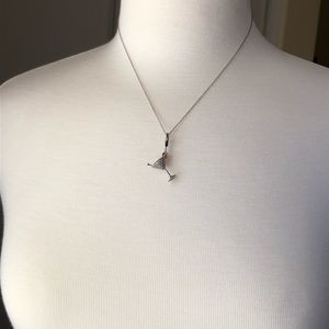 Sterling silver martini glass pendant, NWT.
